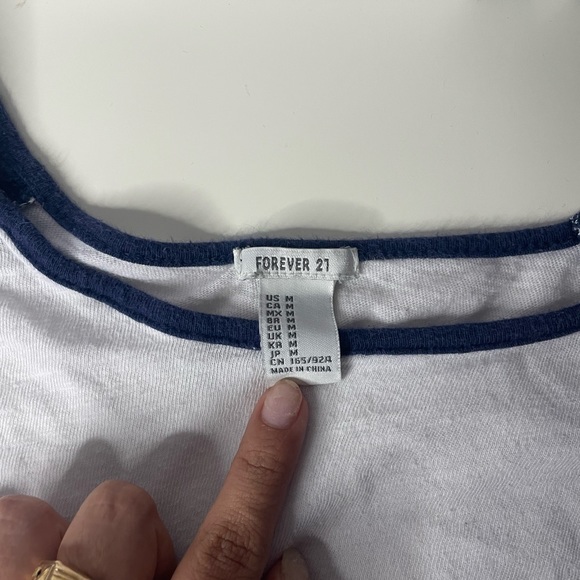 Forever 21 Mid Sleeved Collar Shirt: Blue & White - Picture 3 of 3